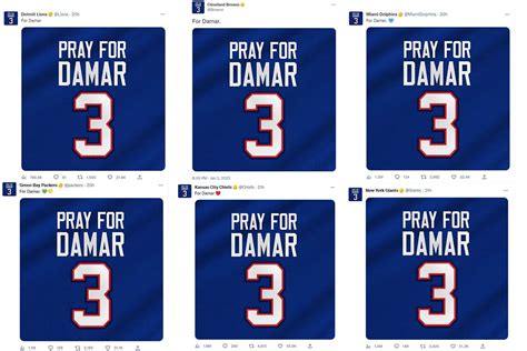 An online toy drive fundraiser started by Buffalo Bills safety Damar Hamlin topped 3 million in donations in the hours after the NFL star collapsed on the field during a game Monday night. . Pray for damar pfp